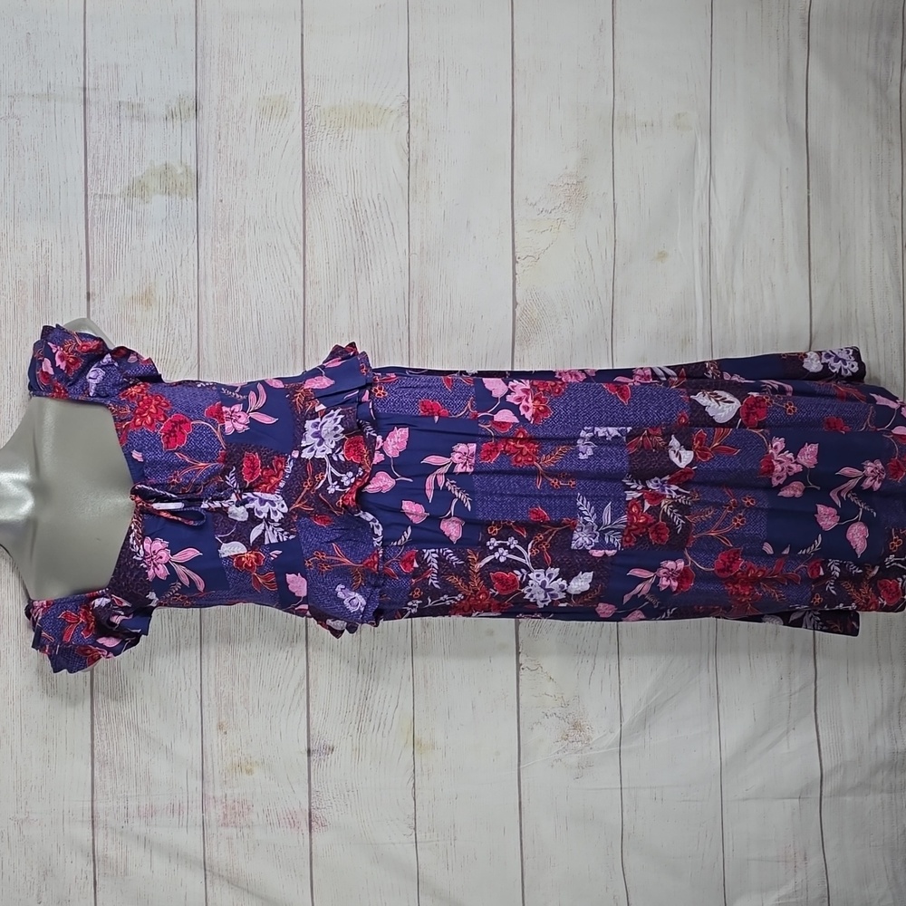 Sofia JEANS By SOFIA Vergara Blue Floral Print Midi Dress Sz XxL NwT